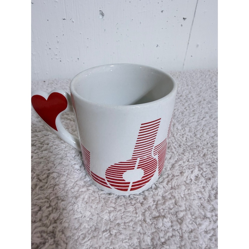Vintage 1986 The Love Mug Heart Handle Coffee Cup Red White Retro HRT-400 Rare